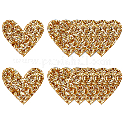 Tpu repasser/coudre sur des patchs de vêtements, appliques de perles, coeur / étoile, or, 69~70x78x2.5mm