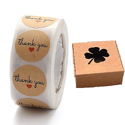 30шт экологически чистая квадратная складная подарочная коробка из крафт-бумаги, Подарочный футляр с изображением клевера и круглыми точками, благодарственные наклейки, коричневые, подарочная коробка: 7.5x7.5x3 см