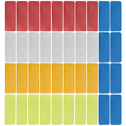 Gorgecraft 40pcs 5 Farben Rechteck Haustiersicherheit Reflektorstreifen Klebeaufkleber, Autozubehör, Mischfarbe, 81x30x0.5 mm, 8 Stk. je Farbe