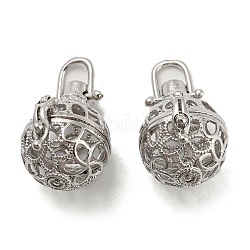 Латунные полые круглые подвески, для ожерелья, долговечный, платина, 31x23x18 мм, отверстие : 5.5x5.5 мм