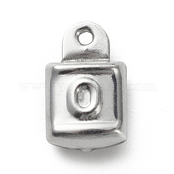 304 ciondoli in acciaio inossidabile, serratura con ciondoli letter.o, colore acciaio inossidabile, 11.5x7x4mm, Foro: 0.8 mm
