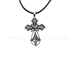 Collier pendentif croix en alliage de zinc, avec strass, cristal, 19.69 pouce (50 cm)