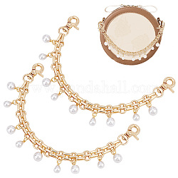 PH PandaHall Purse Extender, 2pcs 9.8 Inch Decorative Bag Strap Golden Alloy Bag Chain Strap with ABS Pearl Charms Replacement Handle Bag Chain Straps Charms for Women Crossbody Shoulder Bag