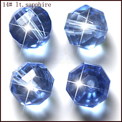 Имитация австрийских кристаллов, класс AAA, граненые, круглые, Небесно-голубой, 10 мм, отверстие : 0.9~1 мм