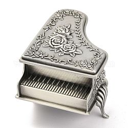 Пианино европейская классическая принцесса шкатулки для драгоценностей, шкатулки из резных роз, для ремесленного подарка, античное серебро, 6.7x8.7x5.1 см, внутренний диаметр: 58x52 мм