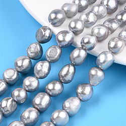 Brins de perles de culture d'eau douce naturelles, perles baroques perles keshi, deux faces polies, teinte, gris clair, 8~14x9~12x9~11mm, Trou: 0.7mm, Environ 29~34 pcs/chapelet, 13.98~14.37 pouce (35.5~36.5 cm)