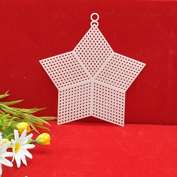 Tablero de malla de punto de cruz, hojas de lona de plástico, estrella, blanco, 122x139x1.5mm