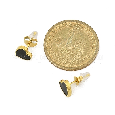 Серьги-гвоздики из нержавеющей стали 304 с эмалью&nbsp;LS-EJEW-G421-01G-02-1