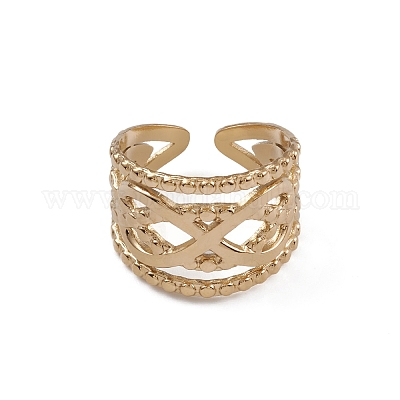 Ионное покрытие(ip) 304 нержавеющая сталь бесконечность открытые манжеты кольца для женщин RJEW-G285-12G-1