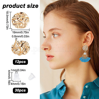 Wholesale BENECREAT 12Pcs Brass Stud Earring Findings 
