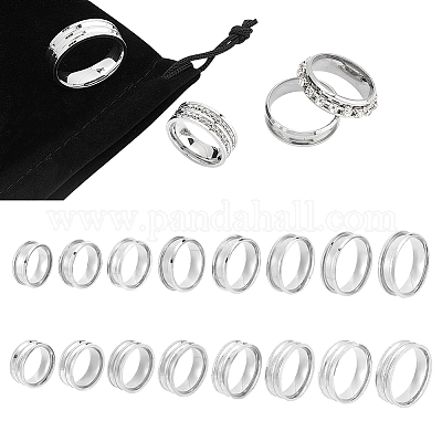 Daesar Anneau en Acier Inoxydable Bague pour Homme Argent Noir