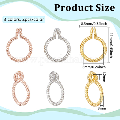 6 шт. 3 цвета родиевое покрытие 925 серебряных гвоздика&nbsp;STER-BC0002-71-1