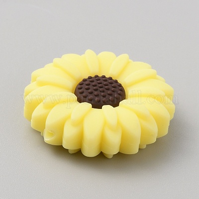 Ромашки силиконовые бусины&nbsp;SIL-WH0001-60B-01-1