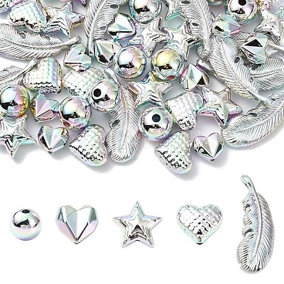 50 шт. 5 стиля УФ-покрытие непрозрачные CCB пластиковые бусины&nbsp;MACR-YW0004-72-1