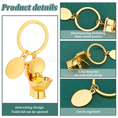 Portachiavi Metallico Mini Toilette WC Dorato - Ciondolo Umoristico Per Chiavi, Borsa, Regalo Divertente