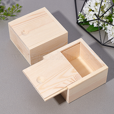 Wholesale OLYCRAFT 4PCS Unfinished Wood Box Natural Wooden Boxes