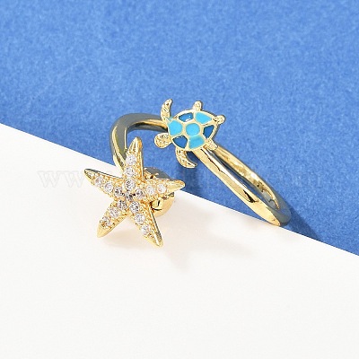 Вращающиеся латунные кольца с микропаве из кубических цирконий для женщин&nbsp;LS-RJEW-K305-02G-1