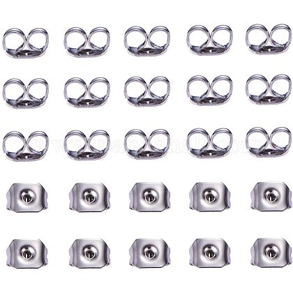 PandaHall About 200 Pieces 304 Stainless Steel Ear Nuts Safety Butterfly Earring Backs Earring Stoppers for Earring Hook STAS-PH0010-05-1