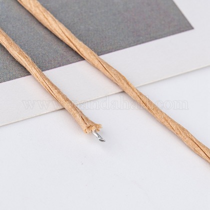 手作りの鉄ワイヤーペーパーラタン  織物紙籐  バリーウッド  2mm  約54.68ヤード（50m）/ロール OCOR-WH0017-02-1