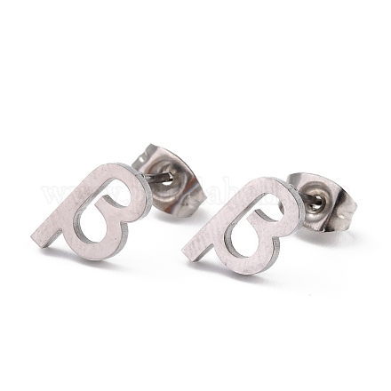 304 Stainless Steel Greek Alphabet Stud Earrings STAS-D007-07P-16-1