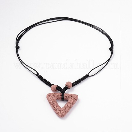 (Jewelry Parties Factory Sale)Triangle Lava Rock Pendants Necklaces NJEW-D205-03-1