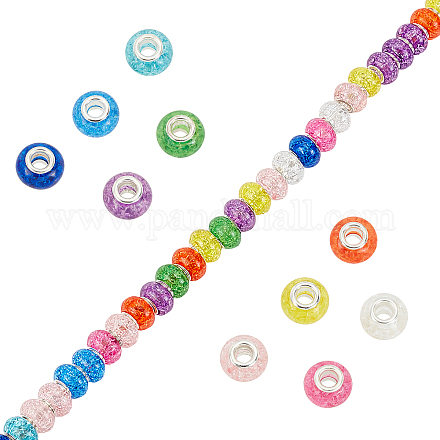 SUNNYCLUE 1 Box 100Pcs 10 Colors Resin European Beads Large Hole Rondelle Slide Bead for DIY Bracelet Jewelry Making Craft RPDL-SC0001-06-1