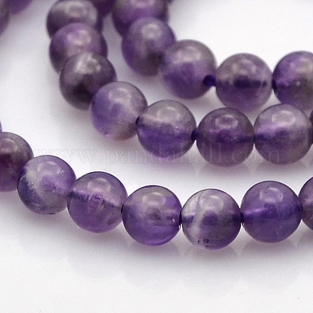 Natural Amethyst Round Beads Strands G-N0120-11A-6mm-1