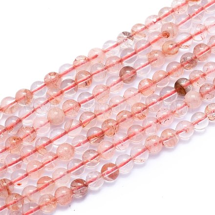 Rouge naturel quartz brins de perles G-K310-C11-6mm-1