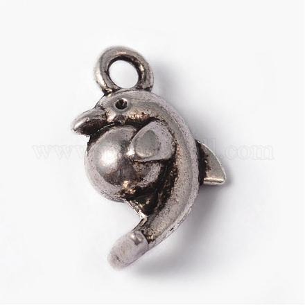 Dolphin Tibetan Style Alloy Charms PALLOY-ZN-46354-RS-1