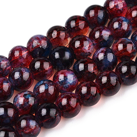 Baking Painted Glass Beads Strands DGLA-Q023-6mm-DB70-1