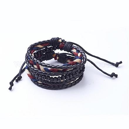 Bracelets tressés de multi-brins de cordon en cuir PU BJEW-P140-01-1