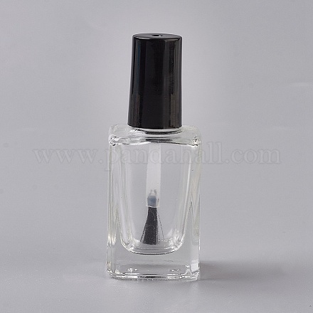 透明なガラスのマニキュアの空の瓶  ブラシで  透明  2.75x2.75x7cm  15ml /瓶 MRMJ-WH0026-02D-1