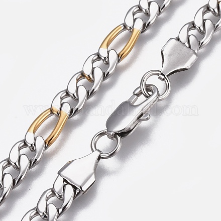 304 acero inoxidable collar de cadena de figaro NJEW-L167-05B-GP-1