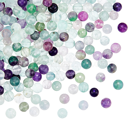 OLYCRAFT 200pcs Natural Fluorite Beads 4mm Colorful Round Fluorite Beads Round Loose Gemstones Beads Energy Stone for Bracelet Necklace Jewelry Making G-OC0002-69A-1