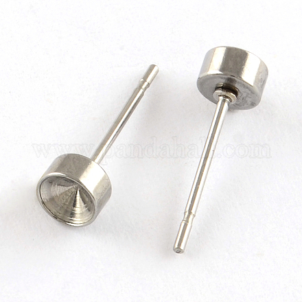 201 Stainless Steel Stud Earring Settings STAS-S041-04-1