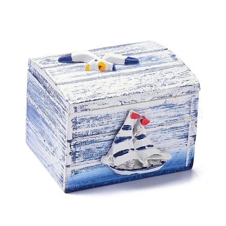 木箱  フリップカバーボックス  樹脂船付き  長方形  ホワイト  6x7.5x6.4cm CON-K013-04-1