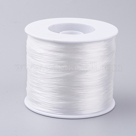 韓国の平らな弾性結晶ストリング  弾性ビーズ糸  ストレッチブレスレット作り用  ホワイト  0.5mm  約546.8ヤード（500m）/ロール EW-G005-0.5mm-14-1