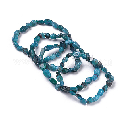 Bracelets extensibles en perles naturelles d'apatite BJEW-K213-40-1