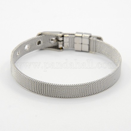 Unisex moda 304 braccialetti del wristband cinturino in acciaio inox BJEW-F065E-01-1