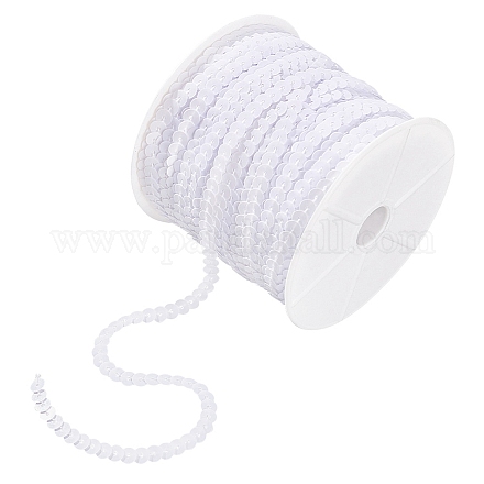 プラスチックスパンコールビーズ  スパンコールビーズ  装飾アクセサリー  フラットラウンド  ホワイト  6mm  約100ヤード/ロール PVC-Q085-6mm-L010-1