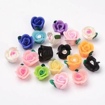Handmade Polymer Clay 3D Flower Rose Beads CLAY-Q201-M03-1