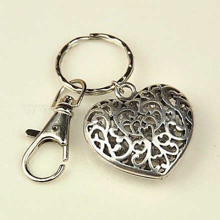 Valentines cadeaux de jour coeur porte-clés de style tibétain KEYC-JKC0009-25-1