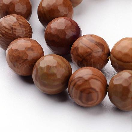 Natürliche versteinertes Holz Perlenstränge G-UK0001-82F-12mm-1