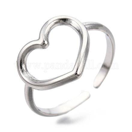 304 anneaux de manchette coeur creux en acier inoxydable RJEW-N038-122P-1