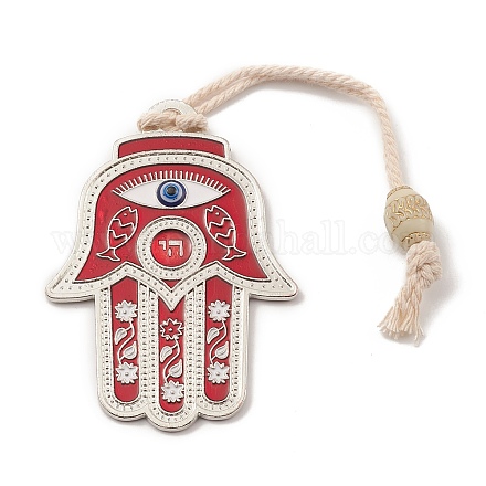 Hamsa Hand/Hand of Miriam with Evil Eye Alloy Resin Pendant Decorations HJEW-K042-01AS-03-1