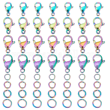 Unicraftale 40 шт. 4 стиля ионного покрытия (ip) цвета радуги 304 застежки «лобстер» из нержавеющей стали STAS-UN0039-06-1