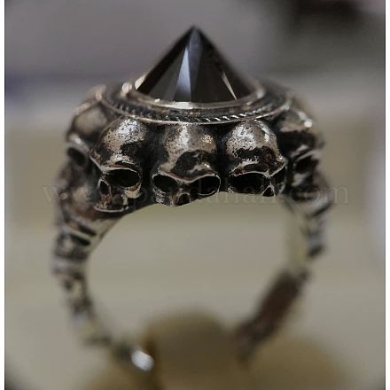Jet Rhinestone Cone Chunky Finger Ring SKUL-PW0002-020A-02AS-1