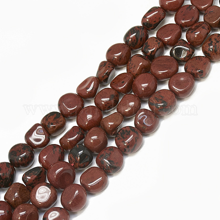 Chapelets de perles en obsidienne d'acajou naturel G-S302-37-1