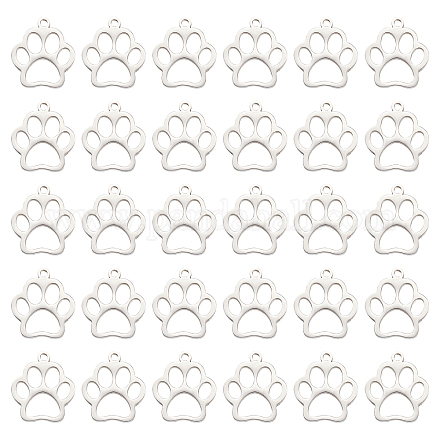 SUNNYCLUE 1 Box 30Pcs Paw Charms Paw Cat Charm Stainless Steel Paw Print Charms Adorable Hollow Charm Pets Animal Footprint Charm for Jewelry Making Charms DIY Craft Bracelets Necklace Earrings STAS-SC0004-96-1