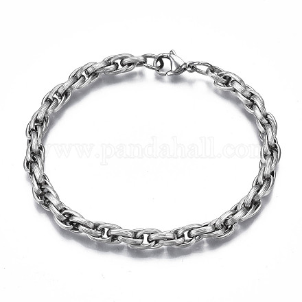 201 Stainless Steel Rope Chain Bracelet for Men Women BJEW-S057-83-1